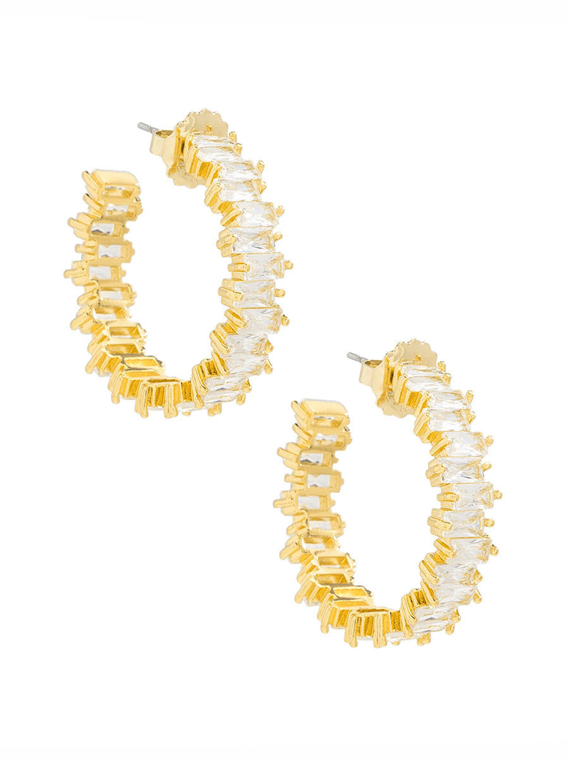 Medium Stacked Crystal Hoops