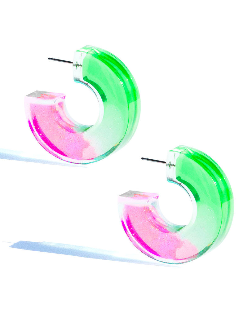 Chunky Glitter Lucite Open Hoop Earring