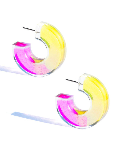 Chunky Glitter Lucite Open Hoop Earring