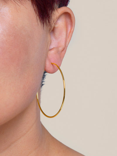 Large Metal Slim Hoop Earring