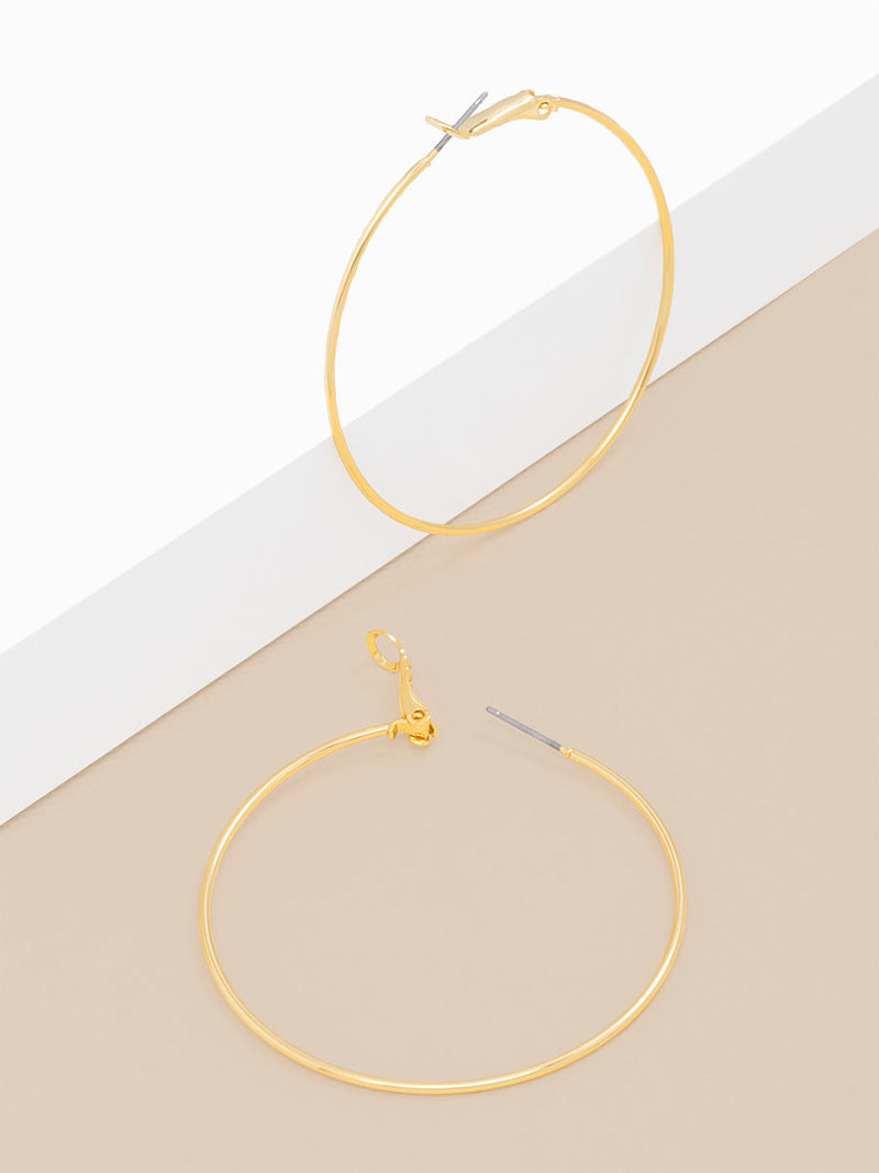 Large Metal Slim Hoop Earring