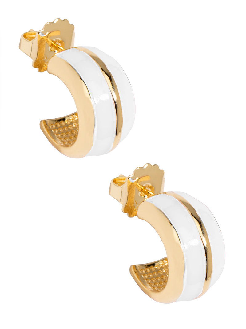 Colorful Enamel Huggie Earring - WHT