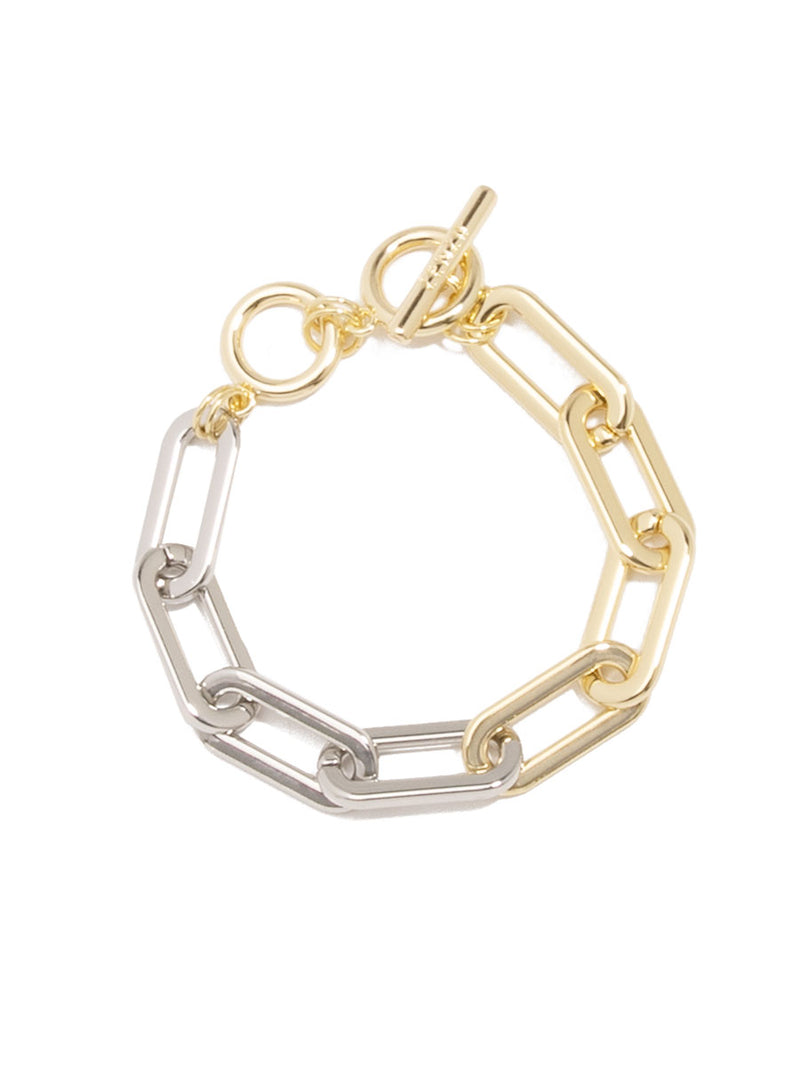 Two-Tone Cable Link Bracelet - GD/RH