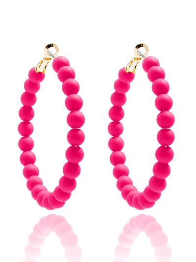 Matte Beaded Hoop Earring