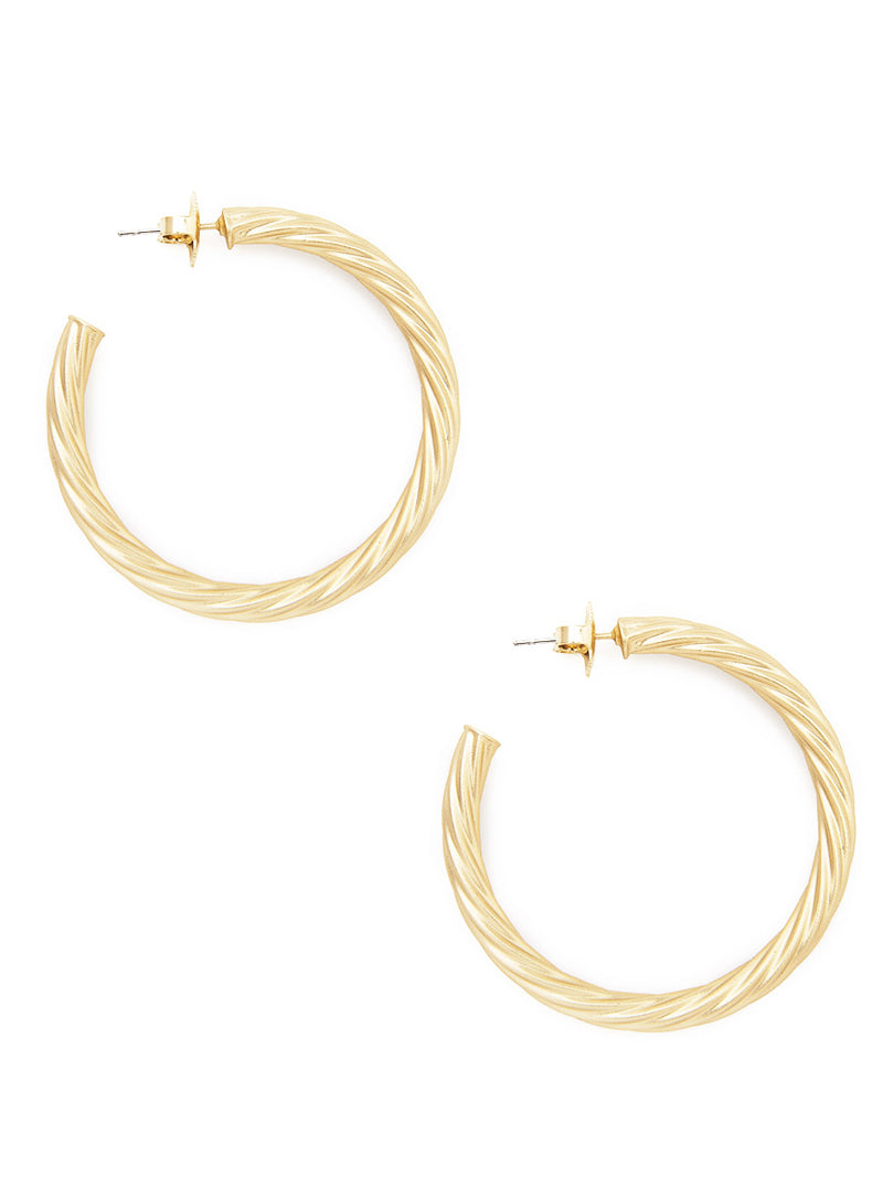 Swirled Satin Finish Statement Hoop Earring