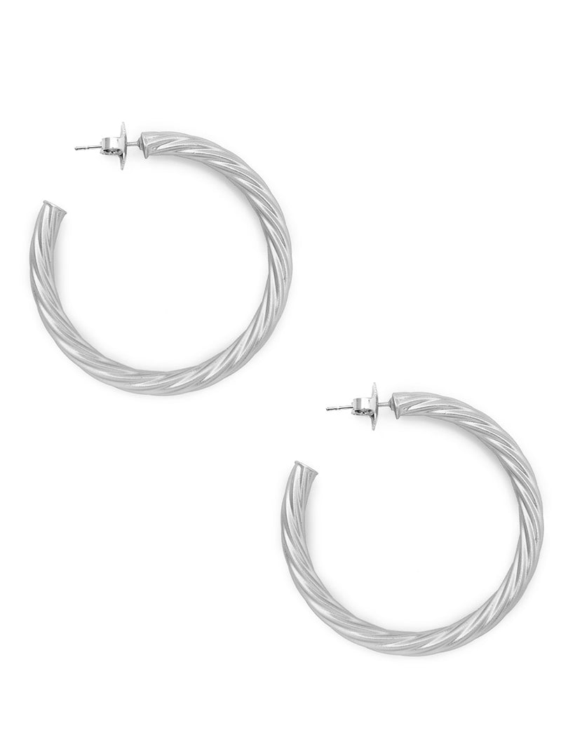 Swirled Satin Finish Statement Hoop Earring