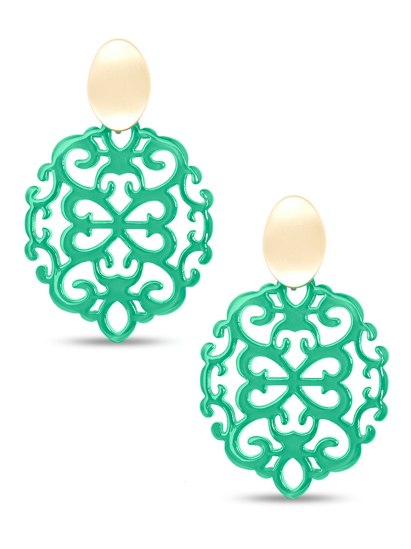 Modern Damask Pattern Resin Drop Earring