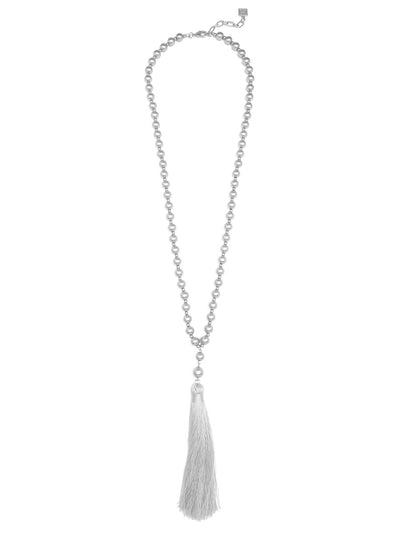 Metallic Matte Beaded Necklace With Tassel