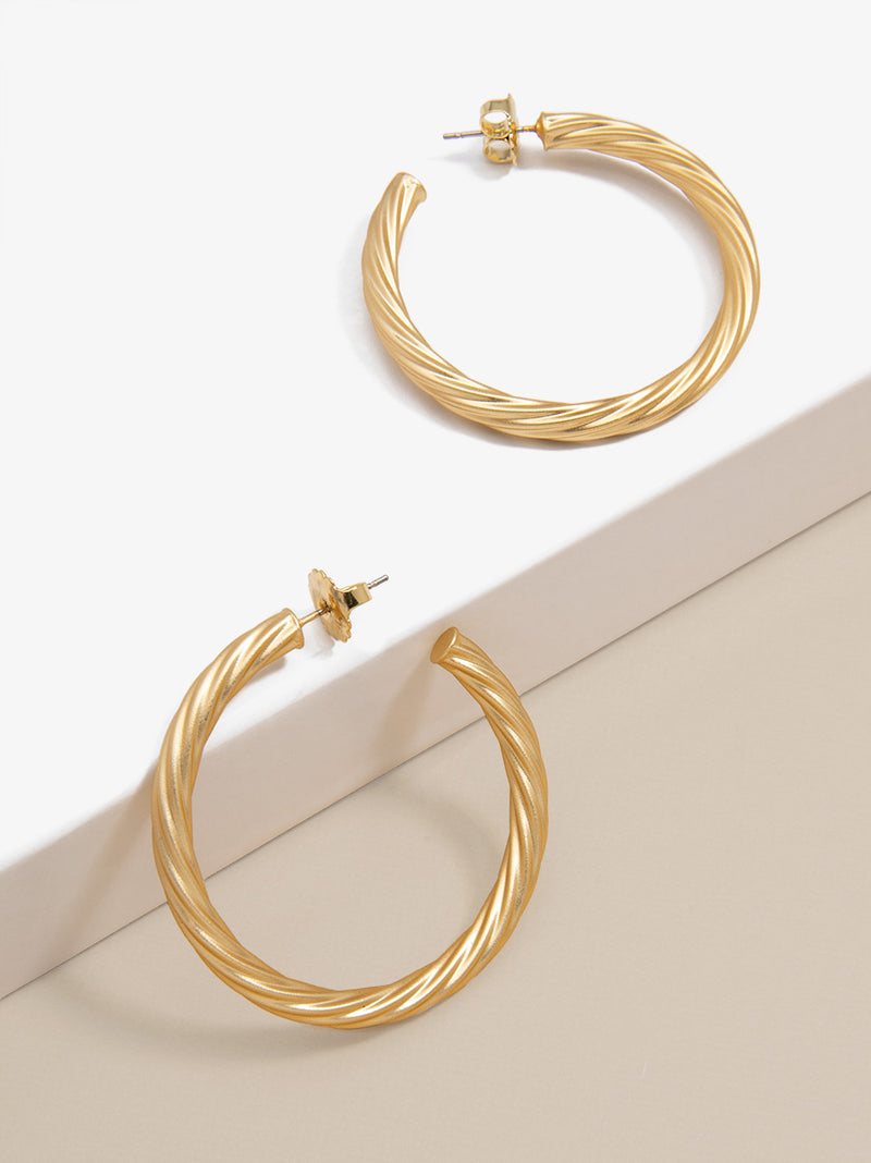 Swirled Satin Finish Statement Hoop Earring